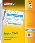 Avery Standard Weight Sheet Protectors, Acid-Free, Archival Safe, Top Loading, Fits 8.5" X 11", 100 Sheets (75535), Clear