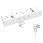 18-in-1 Desk Clamp Power Bar with 60W Fast Charging Station, VILONG Removable Desktop Edge Power Strip Surge Protector(1200J), 6ft Extension Cord with 6 AC Outlets, Fit 1.6" Tabletop Edge