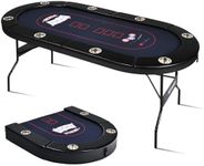 REAHOISY 72" Foldable Poker Table, 8 Player Folding Poker Tables with Casino Grade Felt, Padded Rails & Cup Holders, Portable Poker Table for Texas Holdem