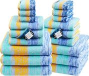 SEMAXE 18-Pack Bath Towel Set Include 6 Bath Towels, 6 Hand Towels, 6 Wash Cloths, 100% Cotton Bathroom Towels with Hanging Loops, Soft & Absorbent Towel, Colorful Towel - The Starry Night Collection