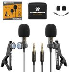 Professional Grade 2 Lavalier Clip-On Microphones Set for Dual Interview - Double Lav Lapel Microphone - Use for iPhone Phone Camera - Blogging Video Recording Noise Cancelling 3.5mm Mic