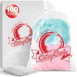 Clear Cotton Candy Bags with Ties, Bulk 100 Count, Cotton Candy Supplies Perfect for Cotton Candy Sticks and Cotton Candy Cones, Cotton Candy Bulk Individual Bags for Cotton Candy Stand Accessories