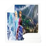 Doiicoon Elsa & Anna Frozen Cuddly Blanket Elsa for Children and Adults, Digital Print 3D Blanket, 100% Microfibre, Anna Elsa (11, 150 x 200 cm)