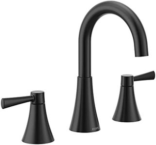 Moen Ronan Matte Black Two-Handle Widespread Bathroom Faucet, Valve Included