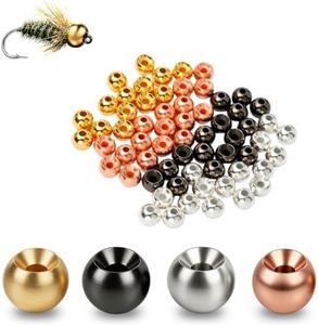 200pcs Tungsten Fly Tying Beads–13Sizes & 4 Colors, High Density Tungsten Beads for Sink Deeper and Faster–Fly Tying Materials for Nymphs,Wooly Buggers & Jig Flies(5.5mm, 4 Colors)
