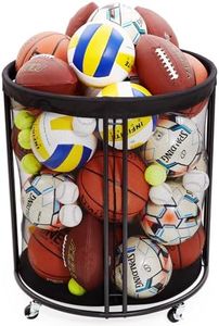 Ball Cart, 82 U.S. GALS Ball Bin, Rolling Basketball Storage Bin with Wheels for Garage, School, Ball Club, Indoor, Outdoor, Mesh Ball Organizer Garage (XXL)