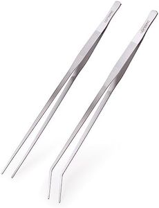 VORESTIC 2 Pcs Heavy Duty Reptile Feeding Tongs, Aquarium Tweezers 18 Inch, Straight and Curved Extra Long Tweezers, Reptile Tongs, Aquarium Tongs, Aquarium Tweezers Extra Long