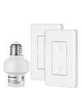 DEWENWILS Remote Control Light Socket, 2 Wall Mounted Controllers and 1 Bulb Base, Wireless Light Switch for Light Fixtures, No Wiring Needed, Expandable, ETL Listed, White