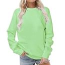 Womens Crewneck Sweatshirts Trendy 2024 Long Sleeve Casual Loose Pullover Cute Lightweight Solid Fall Sweatshirt Tops, A01 Green, X-Large