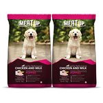 Meat Up Puppy Dry Dog Food Chicken and Milk Flavour, 10kg (Buy 1 Get 1 Free), Total 20 Kg Pack