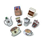 UR URLIFEHALL 8 Pcs 8 Styles Coffee Theme Enamel Pin Badges Set Cartoon Drink Cup Brooch Badge Pins for Clothing Bags Hats Backpacks