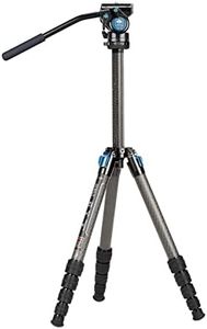 SIRUI ST-125+VA-5 Carbon Fiber Tripod with Fluid Video Head, Triangular Centre Column, Waterproof, Travel Tripod for Cameras, 4 Sections, 62.2inch, Load 6.61lbs