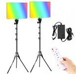 GiftMax® LED Video Soft Light Panel, for Studio Photography | Video Recording | Conference | YouTube,2700K-5700K CRI95+ | with Remote Control & 7ft Stand (16 inch RGB Camera Light Pack -2)