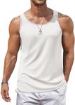 COOFANDY Gym Tank Tops for Men Workout Sleeveless Shirt Loose Muscle Gym Tank Square Neck Tank Top Men Pack White L