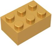 Classic Bulk Brick Block 2x3, 100 Piece Golden Brick 2x3,Compatible with Lego Parts and Pieces 3002, Creative Play Set - Compatible with Major Brands(Colour:Golden)