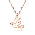 MYOSPARK Stainless Steel Soaring Dove Bird Pendant Necklace Bird Jewelry Peace Gift For Her (CA Dove Bird RG NL)