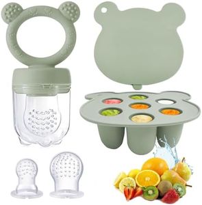 ninecessary Silicone Baby Food Freezer Tray & Baby Fruit Feeder, Breastmilk Popsicle Molds for Teething and Infant Self Feeding, BPA Free Teether for Babies 4 Month+ (Green)