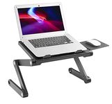 ProperAV Laptop Stand for Bed Sofa Desk with Adjustable Extendable Legs & Mouse Pad