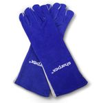 Sharpex Heavy Duty Leather Animal Handling Gloves | 40 Cm Long Animal Handling Gloves Bite Proof for Safety Against Cats, Dogs, Birds, Snakes, Grabbing Reptiles, and Industrial Use (Blue)