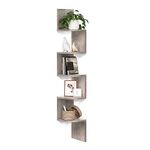 VASAGLE Corner Shelf, 5-Tier Floating Wall Shelf with Zigzag Design, Bookshelf, Greige ULBC072M01