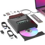 SUIDEK External CD Drive, 7 in 1 USB C Portable External DVD CD Drive for Laptop, with M.2 NVMe/SD/Micro SD Card Reader Compatible, CD/DVD Reader for PC/Laptop/Windows/Linux/Vista/Imac/Macbook