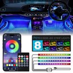 LightecUK Interior Footwell LED Strip Lights - Includes Smartphone App | Wireless Bluetooth Remote Control | Sound & Music Activated | Car USB Connectivity | Million+ Ambient RGB Colours | UK Brand