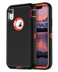 I-HONVA for iPhone XR Case Shockproof Dust/Drop Proof 3-Layer Full Body Protection [Without Screen Protector] Rugged Heavy Duty Durable Cover Case for Apple iPhone XR 6.1-inch,Black/Orange