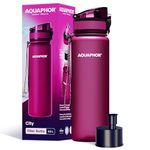 AQUAPHOR City Bottle 500ml Red | Travel Water Bottle with Activated Carbon Filter | Filters Chlorine & Impurities | Made of Tritan & BPA-Free | Stay Hydrated On the Go!