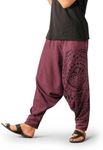 The Veshti Company Men's Harem Pants for Yoga, Exercise, Cotton Boho Hippie Aladdin Oversized Tribal Asian Style Pant for Men, Purple - Mythical Mana, Medium