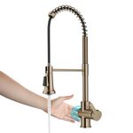 Kraus Britt Touchless Sensor Commercial Single Handle Pull Down Kitchen Faucet in Spot Free Antique Champagne Bronze, KSF-1691SFACB
