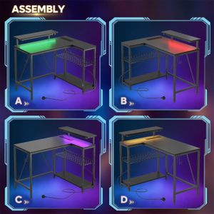 Bestier L-Shaped Gaming Desk with RGB Lighting – Corner Computer Table