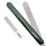 Long Lasting Nail File and Buffer Set, 1 Diamond Metal Nail File with 1 Nano Glass Nail Buffer, Professional Manicure Tools Kit for Home and Salon Use