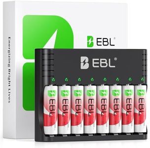 EBL Lithium Batteries AA, 8 Pack Rechargeable Double AA Battery 1.5V Constant Power 3000mWh Long Lasting AA Batteries with AA AAA Battery Charger