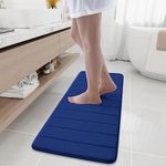 Buganda Memory Foam Bath Mat Rug, Ultra Soft and Non-Slip Bathroom Rugs, Water Absorbent and Machine Washable Bath Rug Runner for Bathroom, Shower, and Tub, 47" x 17", Dark Blue