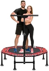 MUJGAN 45 Inch Rebounder Trampoline for Adults, Max 330 lbs Load Capacity, Portable Fitness Exercise with 3-Level Adjustable Foam Handle for Indoor and Outdoor Exercise