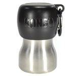 KONG H2O Stainless Steel Dog Water Bottle & Pet Travel Bowl, 9.5 oz - Black