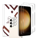 Galaxy S23 Tempered Glass Screen Protector + Camera Lens Protector [ 2 + 2 Pack ][Case Friendly] [Anti-Scratch] [Ultrasonic Fingerprint Unlock] Clear HD Glass Protective Film for Samsung Galaxy S23