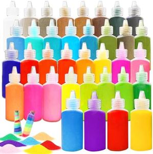 Fvcisshhu 36Pcs Art Sand,36 Colors Scenic Sand,DIY Arts Crafts Sand Kit for Kids Painting,Wedding Decoration,Sand Bottles(1.25oz)