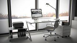 Z-Line Series Dittrich Design Original XXL 180cm Wide Computer/Office Desk Gloss White Metal Frame White Glass Top