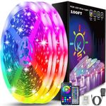 Keepsmile 100ft Led Strip Lights (2 Rolls of 50ft) Bluetooth App Control Led Lights Strip with Remote Music Sync Color Changing RGB Led Lights for Bedroom Room Home Christmas Decor (Lumiere Led 30M)