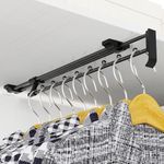 OHAANYY Pull out Clothes Rail,Pull out Hanger Rail Length 35 cm,Adjustable 35-61 cm,Telescopic Clothes Rail Save Storage Space,for Wardrobes and Storage Areas (35CM)