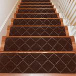 Seloom Stair Treads Carpet Non-Slip with Non Skid Backing Specialized for Indoor Wooden Steps, Removable Washable Step Runners Perfect for Dogs(Brown, 15-Pack, 8 x 30 in)