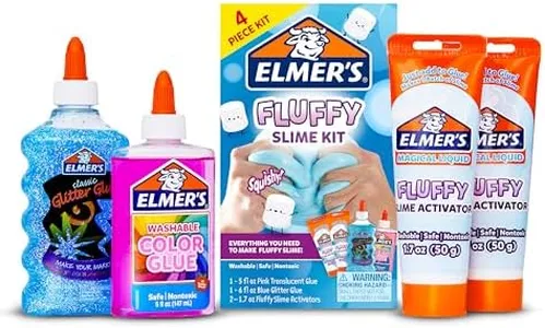 Elmer�’s Fluffy Slime Kit, Includes Elmer’s Translucent Color Glue, Elmer’s Glitter Glue, Elmer’s Fluffy Slime Activator, 4 Count