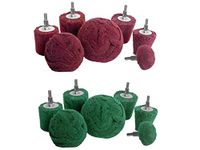 LINE10 Tools 14pk Non Woven Abrasive Drill Buffing Attachment Set, Red, Fine, Green Coarse