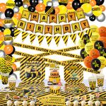 224 Pack Construction Birthday Party Supplies Dump Truck Construction Birthday Decorations Construction Party Plates Construction Birthday Tablecloth Cups Napkins Construction Foil Balloons Serves 20