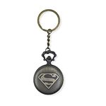 AUGEN Premium Pocket Watch Metal Keychain Superman 2 Retro Vintage for Gifting With Key Ring Anti-Rust (Pack Of 1)