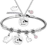 Horse Bracelet for Girls, Horse Gifts for Girls, 26 Initial Letters Horse Pendant Necklace Jewellery, Silver Girls and Horse Necklace for Girls, Horsey Things for Girls Horse Lovers, Glass