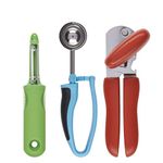 OXO Good Grips 3 Piece Essentials Set, Peeler, Ice Cream Scoop & Can Opener.