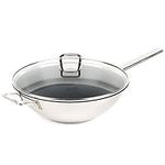 Villeroy & Boch Vivo Group CW0570 Wok – 30 cm Non-Stick Coated Deep Pan with Glass Lid, Stainless Steel, Induction Suitable, Large Pan for Stir Fry with Flat Bottom, Cook with Little Or No Oil