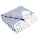 LYHome Cashmere Blanket with Merino - Wool Throw, Sofa Bed and Couch Large Bedspread, Extra Soft Warm Throws for Sofas Chairs, Single Double Size Picnic Blankets 55x79 in, 140x200 cm Blue Herringbone